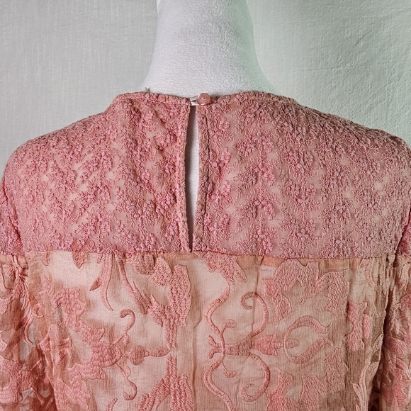 Sundance Lace Semi Sheer Tunic Dress SZ 4 Floral Motif Long Sleeve Romantic - Picture 7 of 14